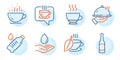 Water care, Espresso and Coffee icons set. Water bottle, Coffee cup and Restaurant food signs. Vector