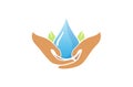Water Care Hands Holding Drop Logo