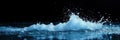 Water cascade splashes dramatically against stark black backdrop , photography, splash, intense Royalty Free Stock Photo