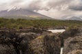 Petrohue falls and cascade by the Osorno volcano in Chile Royalty Free Stock Photo