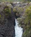 Petrohue falls and cascade by the Osorno volcano in Chile Royalty Free Stock Photo