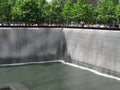 Water cascading down the side of the fountain at One World Trade Center