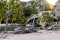 Water cascading over rocks into a natural pool at Turner Falls in Oklahoma. Royalty Free Stock Photo