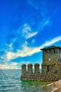 Water castle on the coast of Lago di Garda in Sirmione Royalty Free Stock Photo
