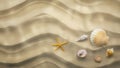Water caustics, seabed surface background with seashells