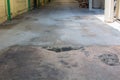 The water on cement floor cracks.
