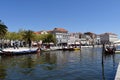 Water channel with boats in Aveiro, Beiras region, Royalty Free Stock Photo