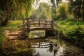 water channel with bridge and serene landscape, perfect for nature lovers