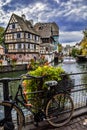 Water channels and bicycles typical for franch Strassbourg Royalty Free Stock Photo