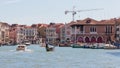 Water channels of Venice city. Facades of residential buildings overlooking the Grand Canal in Venice, Italy.