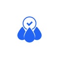 Water check icon with drops Royalty Free Stock Photo