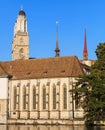 The Water Church and towers of the Grossmunster in Zurich, Switz