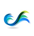 Water circular wave, blue colored, icon vector logo