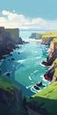 Eerily Realistic Irish Coast Illustration In Graphic Design Style