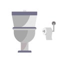 water closet commode and bathroom towel ,paper towel holder flat style vector illustration