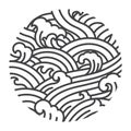 Water wave oriental style illustrate vector. Traditional line art graphic Japan. Thai. Chinese.