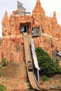 Log flume drop family fun from canyon setting Royalty Free Stock Photo