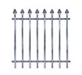 Water color illustration of black tall wrought iron fence. One single object, front view.