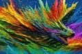 Water color or oil painting fine art illustration of abstract colorful flying dragon print digital art