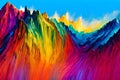 Water color or oil painting fine art illustration of abstract colorful panoramic mountain and nature print digital art