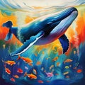 Under water whale water color