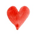 Water color painted red heart element of Valentines day on white background Royalty Free Stock Photo