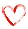 Water Color Painted Red Heart On White Background