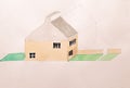 Water Color Painting of a Row House with Garden