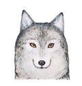 Water color sketch of gray fluffy wolf character with bright amber eyes. Royalty Free Stock Photo