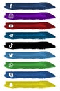 water color Social Media Popular Icon Collection. Facebook, Youtube, TikTok, Telegram, WhatsApp, Skype