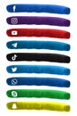 water color Social Media Popular Icon Collection. Facebook, Youtube, TikTok, Telegram, WhatsApp, Skype