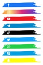 water color Social Media Popular Icon Collection. Facebook, Youtube, TikTok, Telegram, WhatsApp, Skype