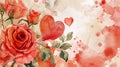 Water color valentine vintage background. Generative AI