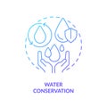 Water conservation blue gradient concept icon