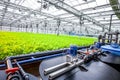 Water conveying at hydroponic plantation