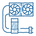 water cooler computer part doodle icon hand drawn illustration