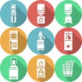 Water cooler flat round icons Royalty Free Stock Photo