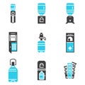 Water cooler supplies flat icons set