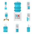 Water coolers flat color icons set