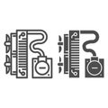 Water cooling system line and solid icon. Cooler fans with liquid in radiator symbol, outline style pictogram on white Royalty Free Stock Photo