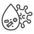 Water with coronavirus bacteria line icon. Covid-19 transmission symbol, outline style pictogram on white background Royalty Free Stock Photo