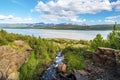 Water course falling down to Lagarfljot lake in Eastern Iceland