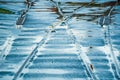 Water covered railway tracks