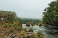 Water from creek running towards waterfall