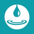 Blue and white water drop Icon - Symbol of the elements, simple and clean vector graphics, digital illustration