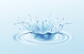 Water crown realistic illustration isolated on transparent blue background. The real effect of transparency. Vector Royalty Free Stock Photo