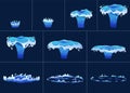 Water crown splash animation. Dynamic burst and splashing droplets with rebound effect and circular ripple. Fluid motion