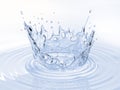 Water crown splash in a water pool on white Royalty Free Stock Photo