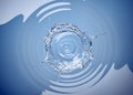 Water crown splash in a water pool on white. Top view Royalty Free Stock Photo