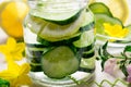 Water with cucumber lemon detox healthy slim Royalty Free Stock Photo